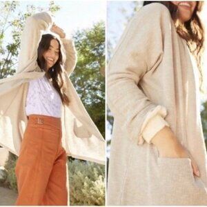 Anthropologie DONNI One Size Ribbed Cardigan Sweater Coat with Pockets OSFA